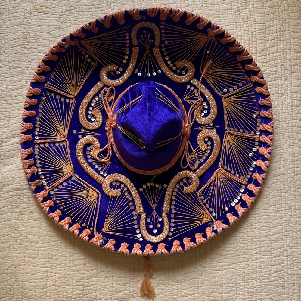 Blue and Gold Embroidered Sombrero